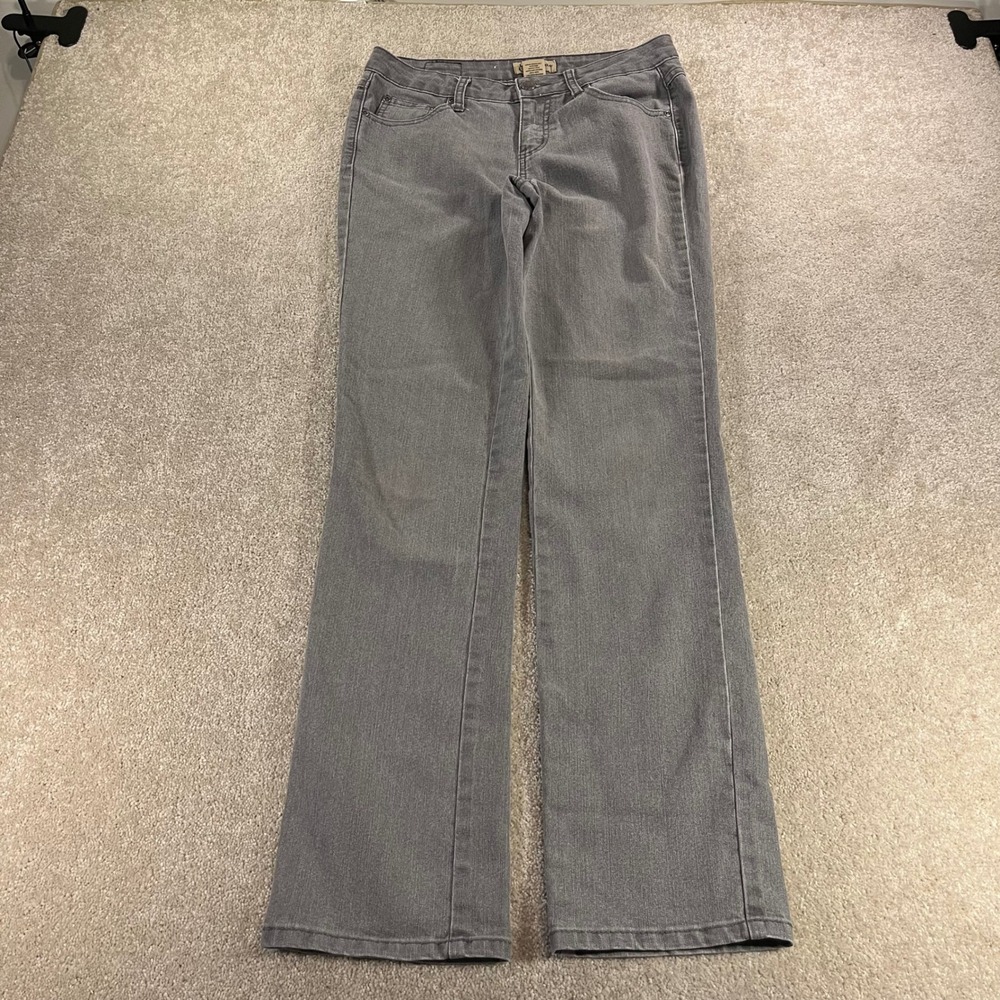Earl Jean Straight Leg Jeans Womens Size 4 Grey Stretch Mid Rise